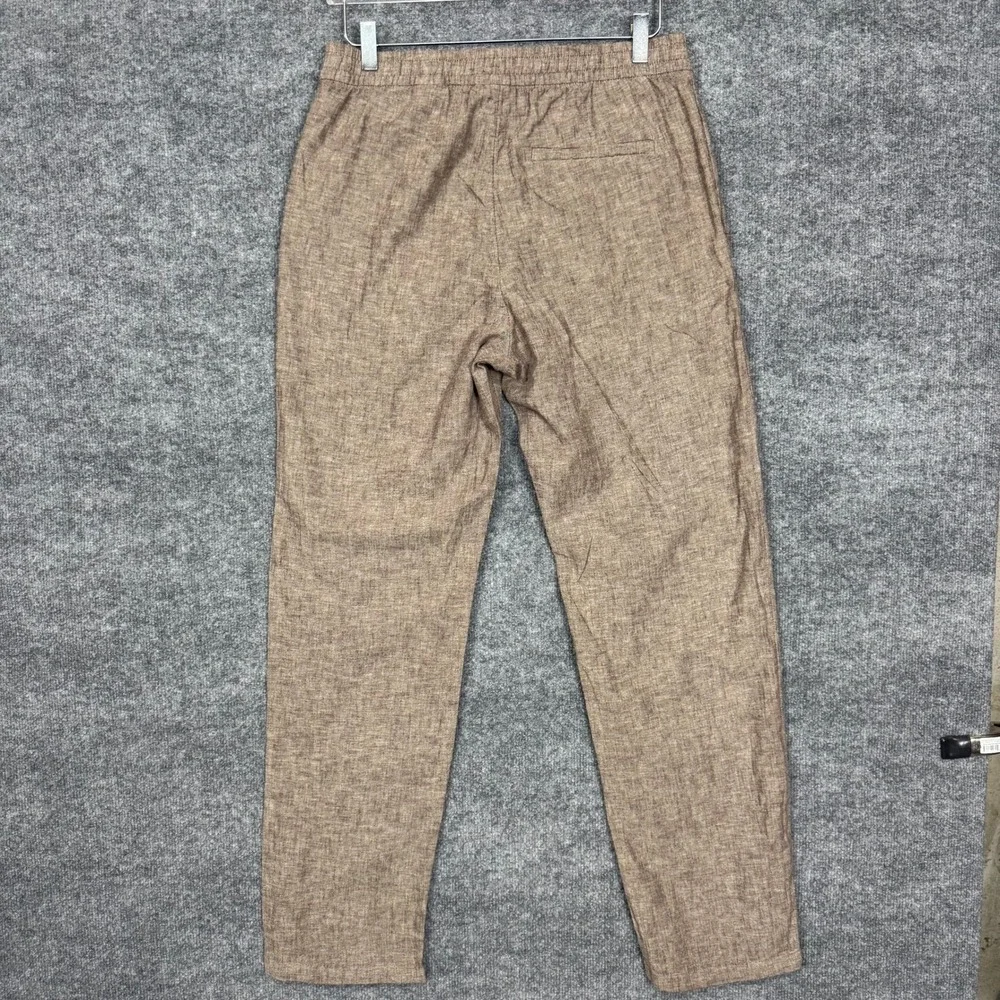 H&M Pants Womens Small Brown‎ Linen Blend Drawstring Regular Fit Straight Leg